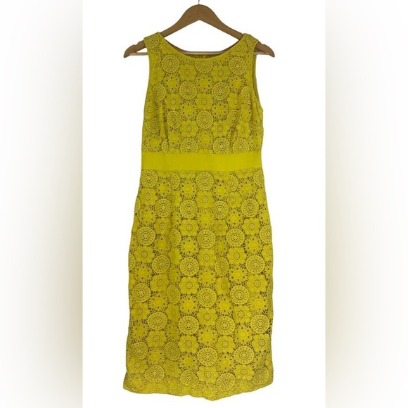 Boden Sleeveless Yellow Crochet A-Line Sheath Dress Size 8 - Picture 3 of 12